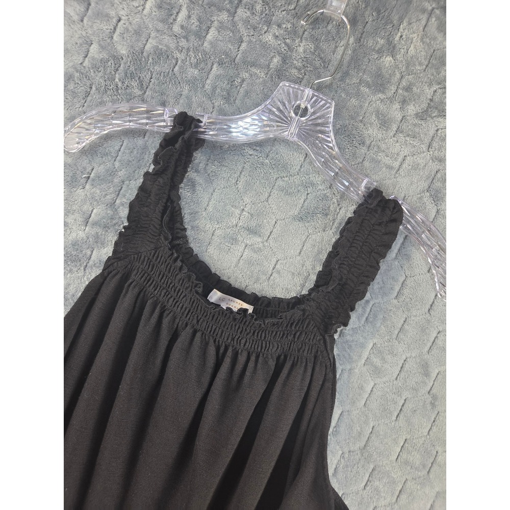 LC Lauren Conrad Black Smocked Ruffle Strap Tank Top XL Square Neck Sleeveless